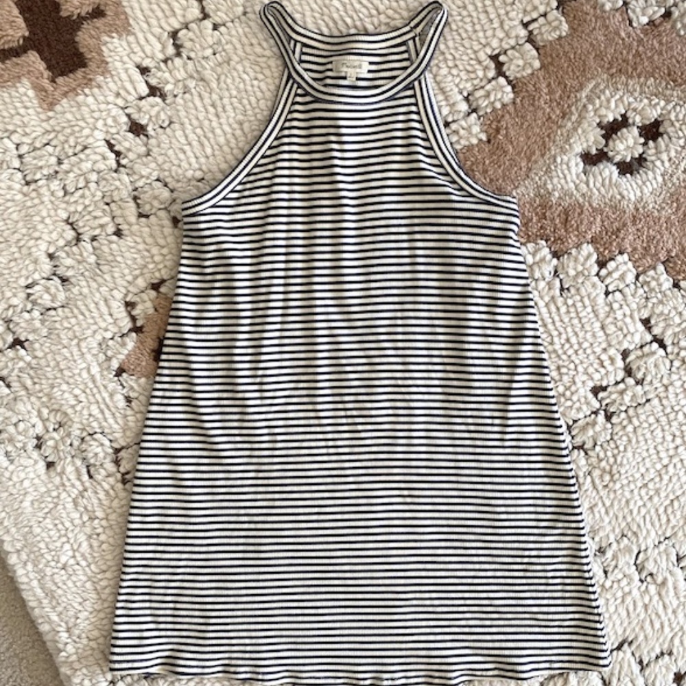 MADEWELL Striped Tank Dress, Blue Stripe, L